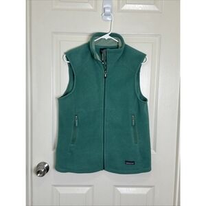 Patagonia Synchilla Vest Womens Large Green Fleece Full Zip Pockets Warm Outdoor